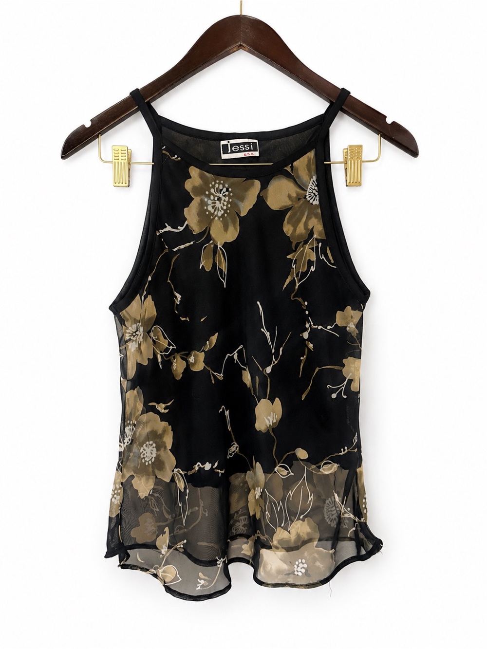 Vintage Floral Sheer Tank Top | Size Small | Y2K Romantic Boho